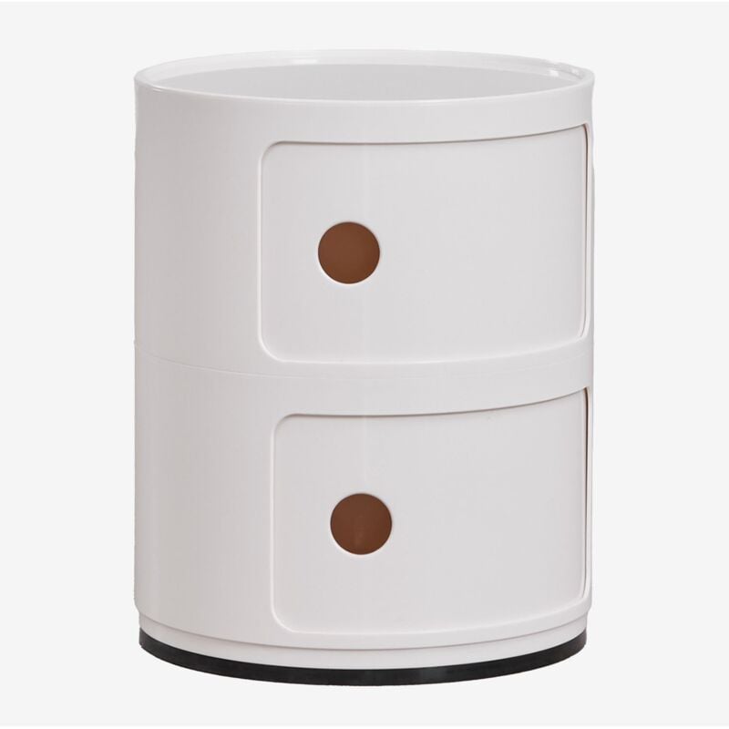 Sklum - Table de nuit ronde Babel avec étagères Blanc Cassé