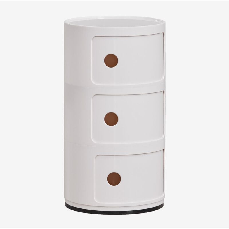 Sklum - Table de nuit ronde Babel avec étagères Blanc Cassé