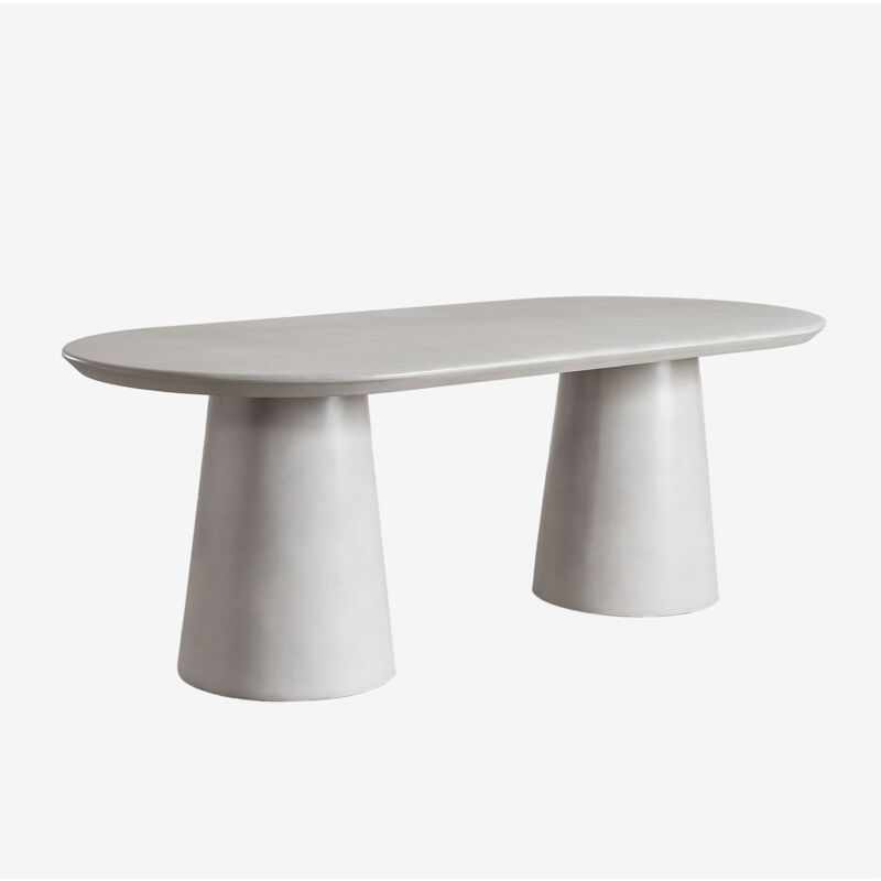 Table de jardin ovale 220x95 cm en ciment Noemi Sklum Gris sable