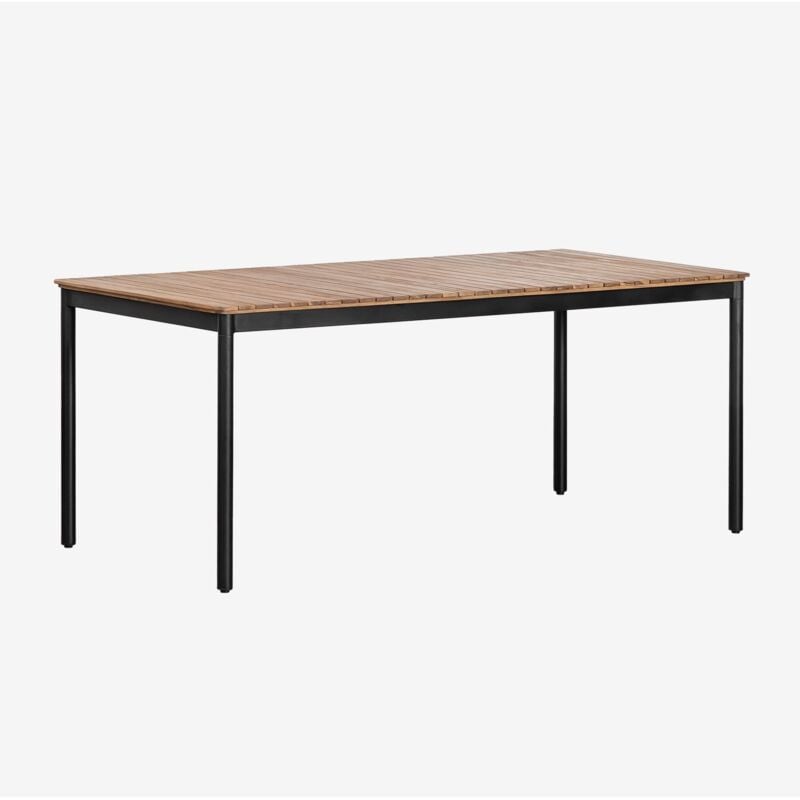 Table de jardin rectangulaire 160x90 cm en acier et bois d'acacia Artus Sklum Noir