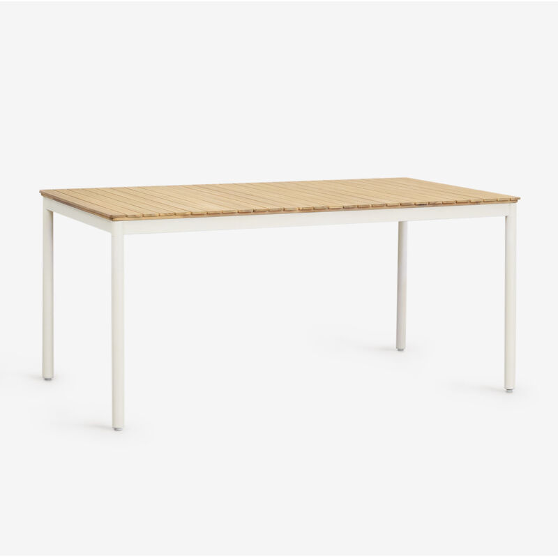 Table de jardin rectangulaire 160x90 cm en acier et bois d'acacia Artus Sklum Blanc Gardenia
