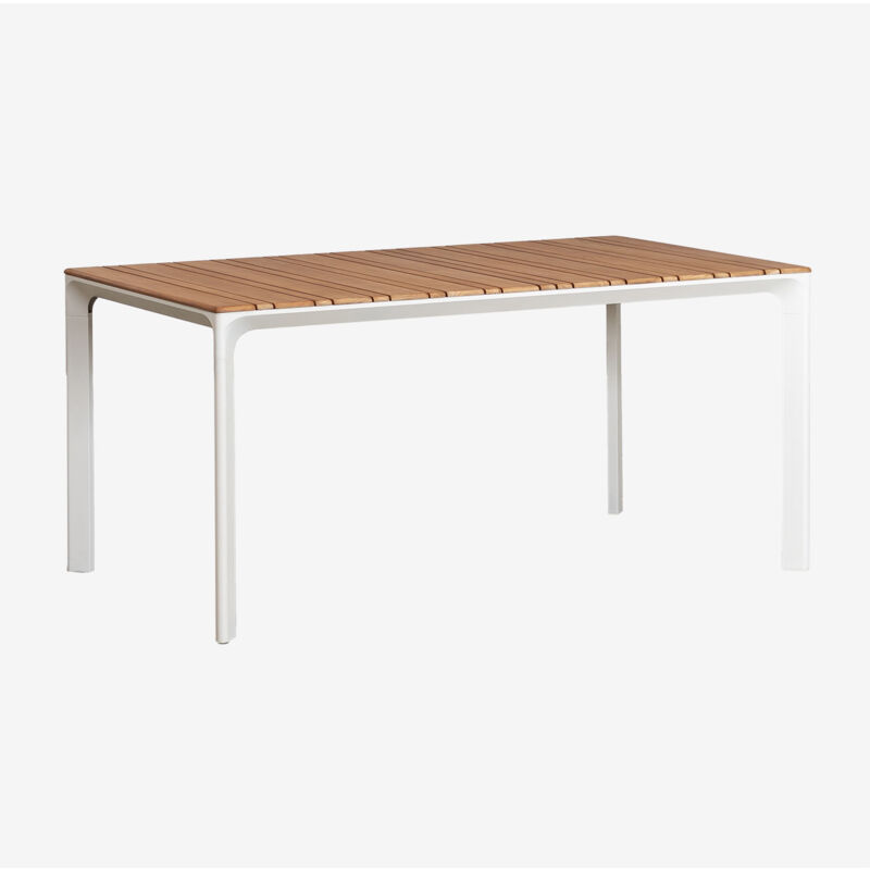 Table de jardin rectangulaire 160x90 cm en aluminium et bois de teck Katiana Sklum Blanc