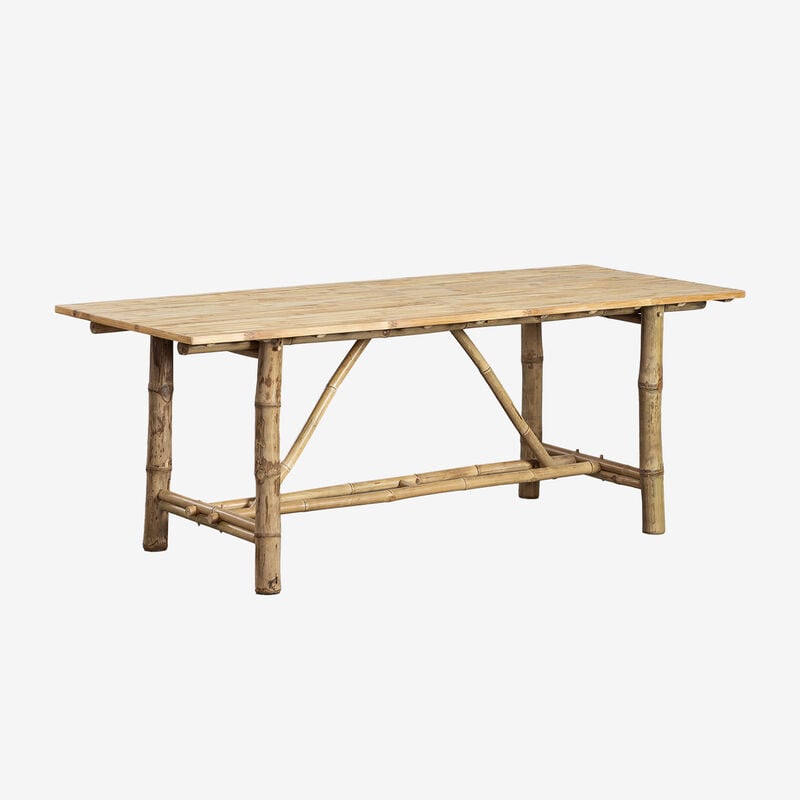 Sklum - Table de jardin rectangulaire en bambou Senia 200 x 80 cm - 200 x 80 cm