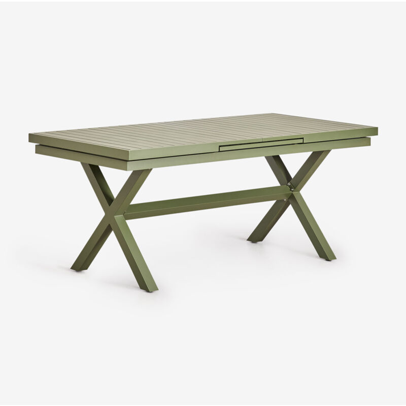 Table de jardin rectangulaire 180-240x90 cm extensible en aluminium Karena Sklum Vert Olive Intense