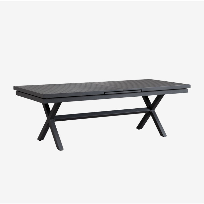 Table de jardin rectangulaire 240-300x100 cm extensible en aluminium Karena Sklum Gris Graphite