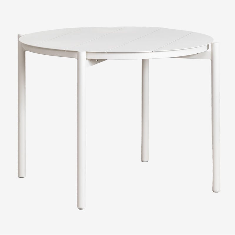 Sklum - Table de jardin ronde Ø110 cm en aluminium Elton Blanc Gardenia