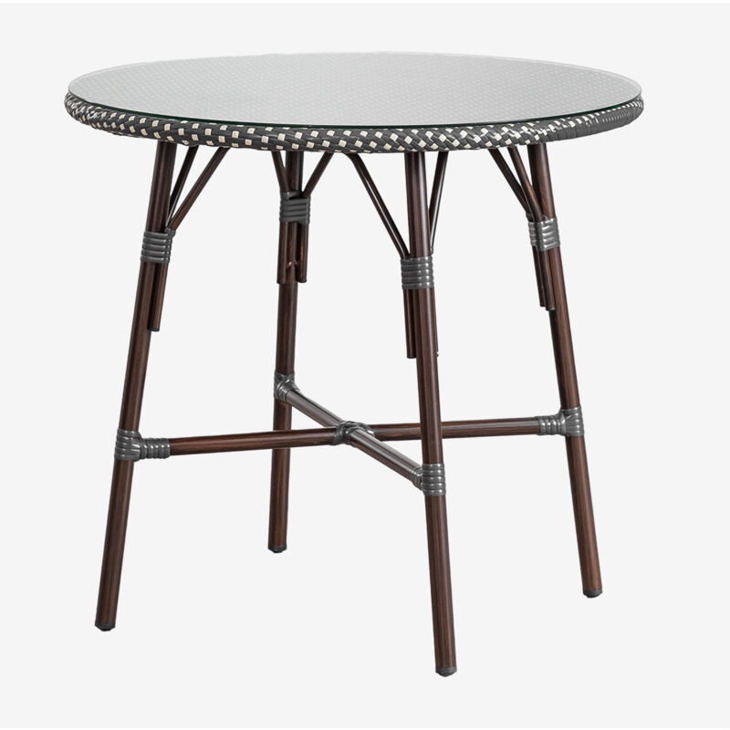 Table de jardin ronde Ø80 cm en aluminium et rotin synthétique Brielle Bistro Sklum Gris Graphite