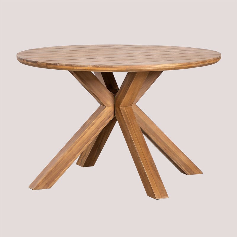 Sklum - Table de jardin ronde en bois d'acacia (Ø120 cm) Cinzia Brun Acacia Brun Acacia