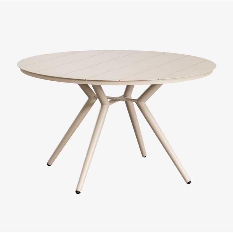 Sklum - Table de salle à manger ronde en aluminium Valerie Tapioca Beige Ø125 cm