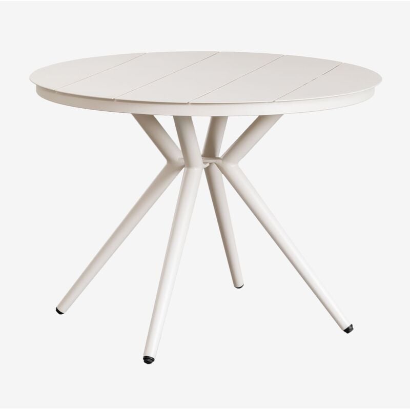 Sklum - Table de salle à manger ronde en aluminium Valerie Blanc Gardenia Ø100 cm