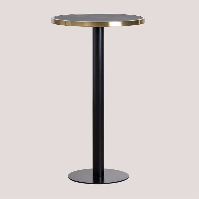 Table Mange-debout Ronde en Grès (Ø60 cm) Amaretto SKLUM Noir