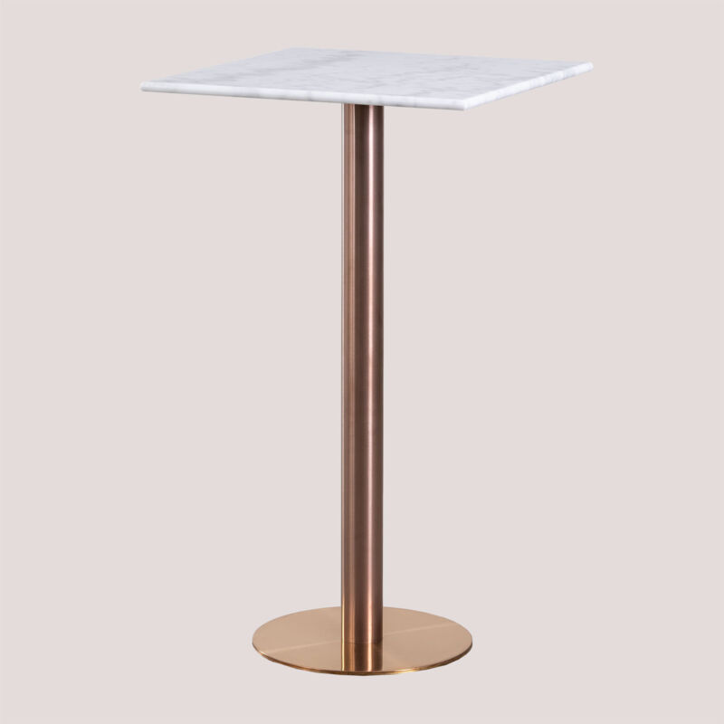 Table Haute de Bar Carrée en Marbre (60x60 cm) Cosmopolitan SKLUM Or Rose