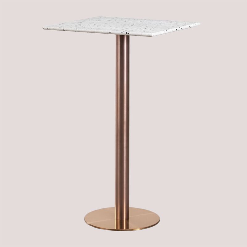 table haute de bar carrée en terrazzo (60x60 cm) malibu sklum or rose - or rose