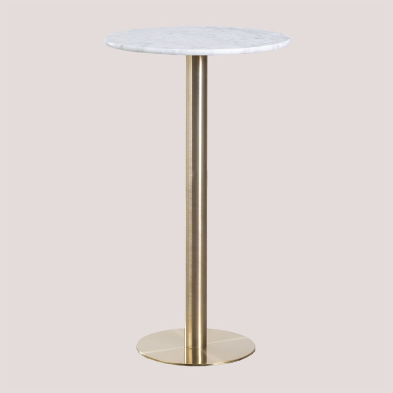 Sklum - Table Haute de Bar Ronde en Marbre (Ø60 cm) Cosmopolitan Or champagne