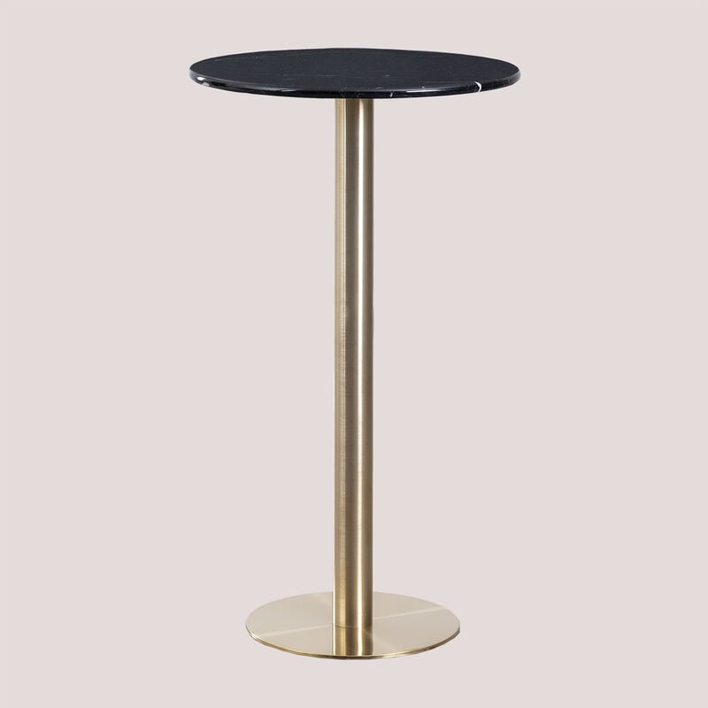 Table Haute de Bar Ronde en Marbre (Ø60 cm) Cosmopolitan Sklum Or champagne