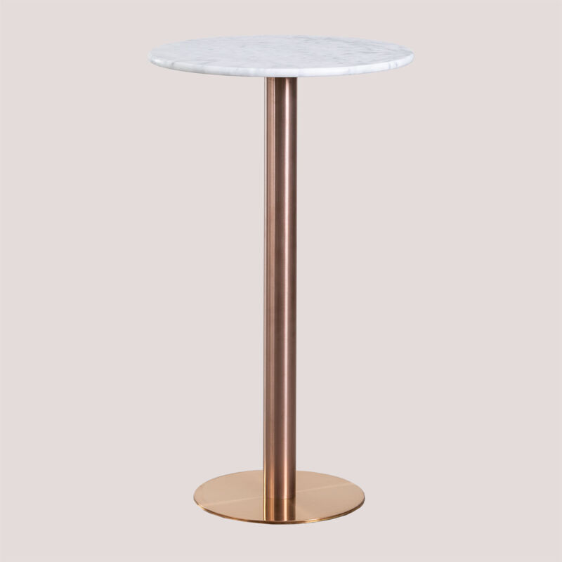 Table Haute de Bar Ronde en Marbre (Ø60 cm) Cosmopolitan SKLUM Or Rose