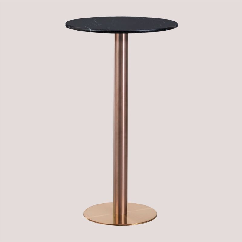 Table Haute de Bar Ronde en Marbre (Ø60 cm) Cosmopolitan SKLUM Or Rose
