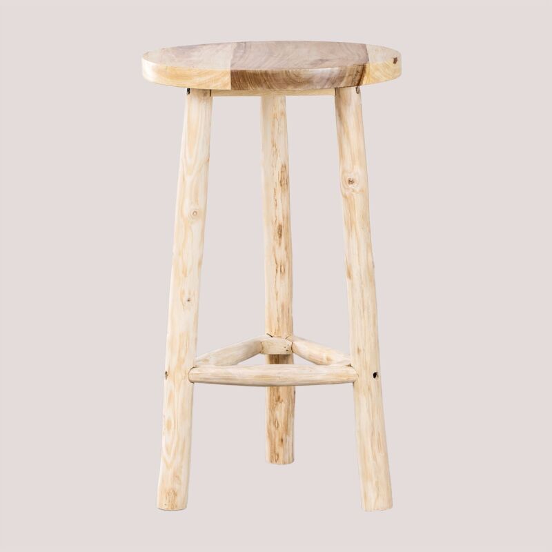 Sklum - Table Haute Ronde (Ø60 cm) en Bois de Narel Marron Bois Naturel