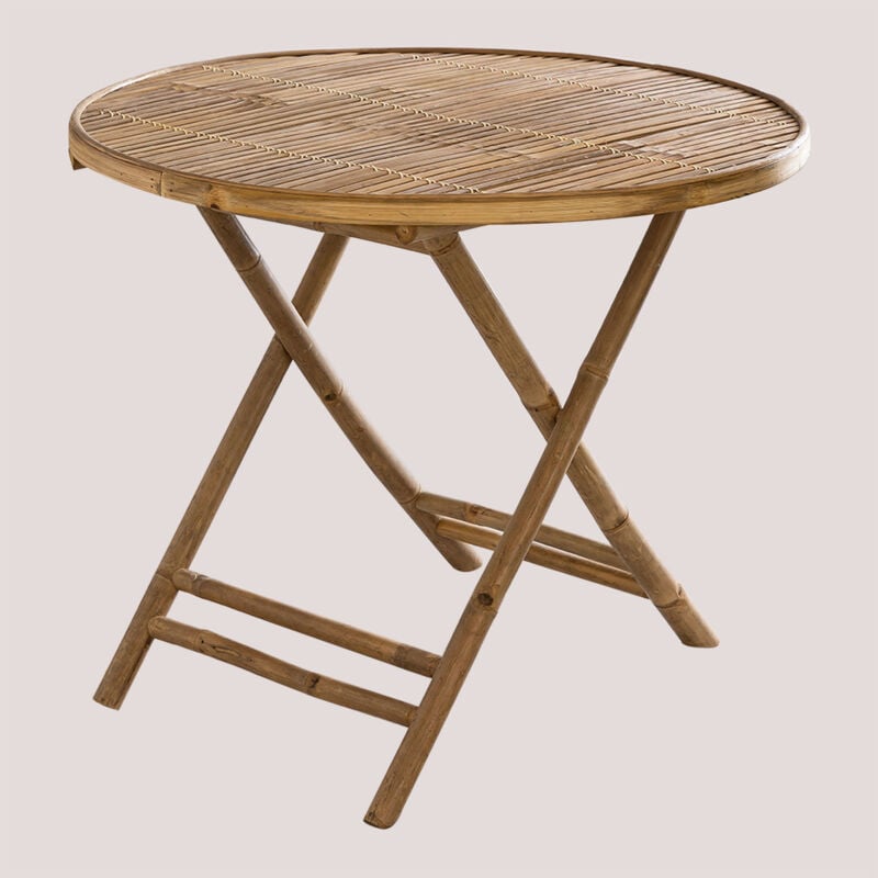 Sklum - Table de jardin ronde Ø90 cm pliable en bambou Lipe