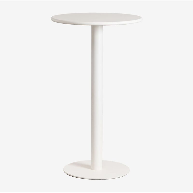 Sklum - Table ronde haute en métal (Ø60 cm) Mizzi Blanc Gardenia