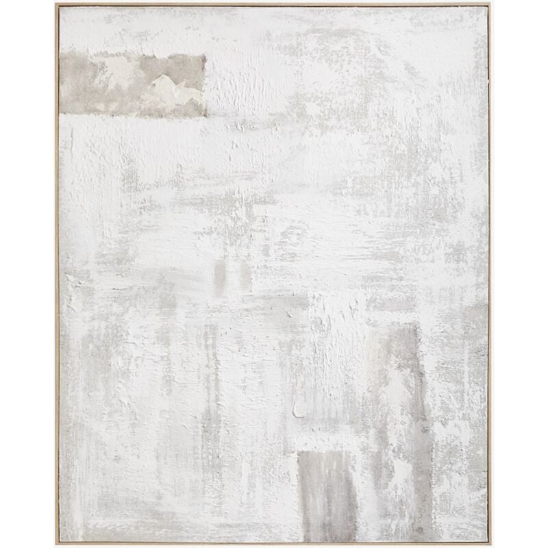 Tableau décoratif peint à la main sur lin avec relief en plâtre (80x100 cm) Silvaret Sklum Gris sable