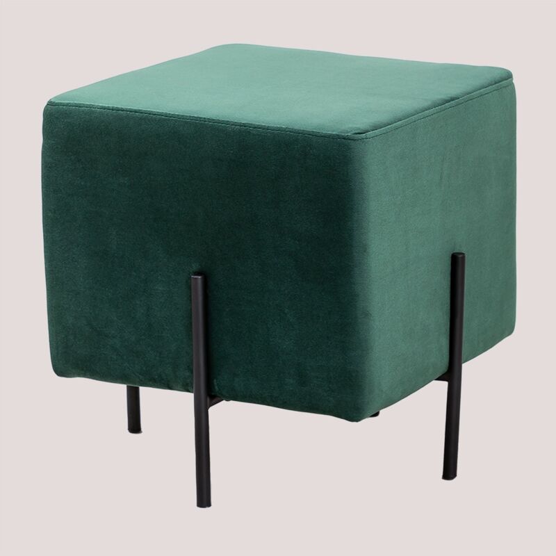 Tabouret Bas en Velours Sam Sklum Vert Jungle