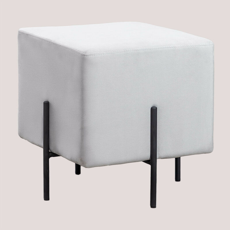 Sklum - Tabouret Bas en Velours Sam Gris Clair