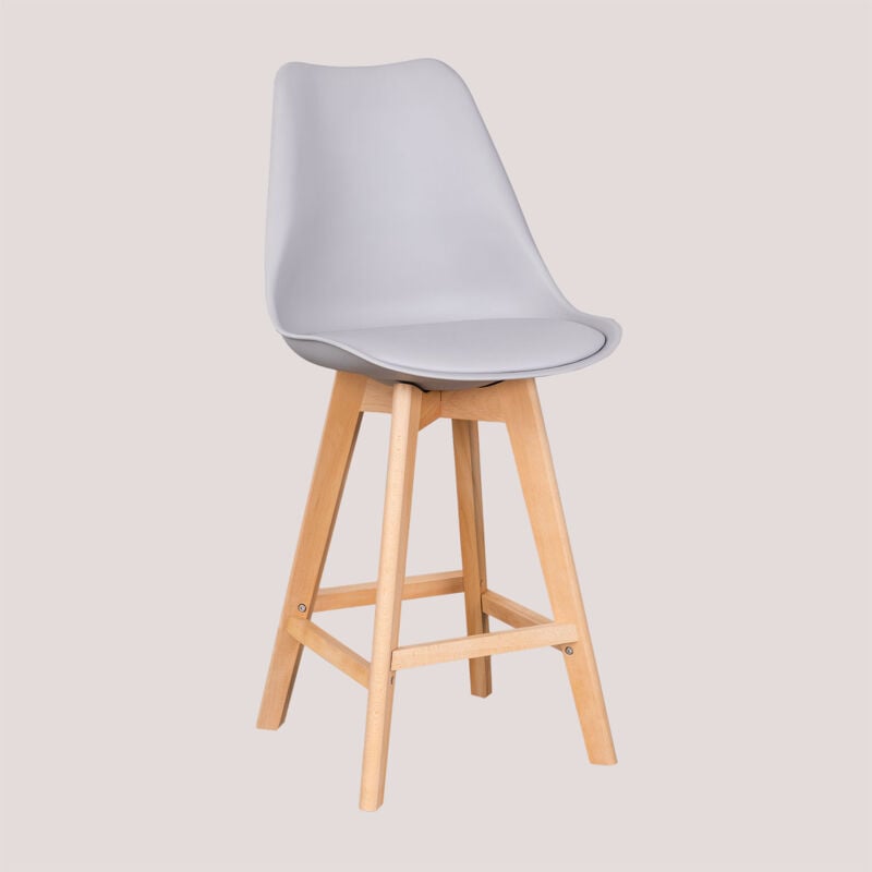 Tabouret haut avec coussin en similicuir Nordic SKLUM Gris Clair ↑65 cm