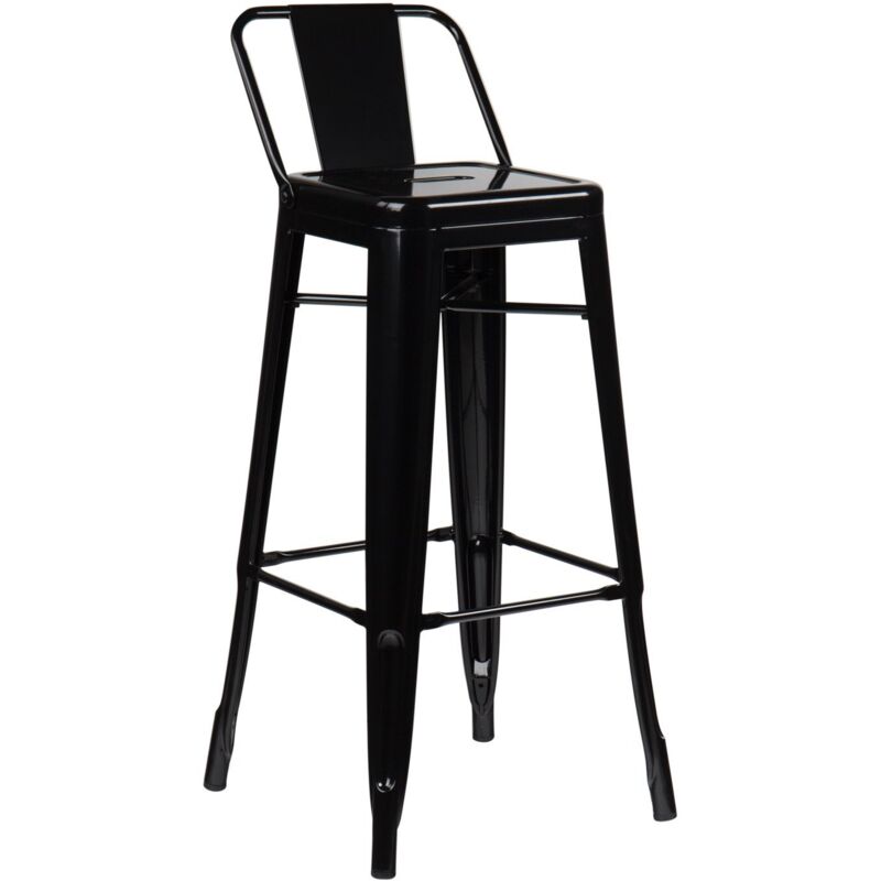 Sklum - Tabouret haut avec dossier en acier (76 cm) lix Noir