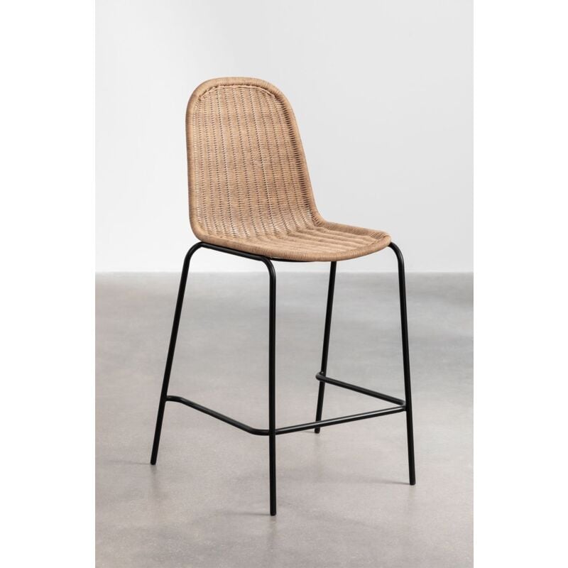 Sklum - Tabouret haut empilable en osier Reiven ↑65 cm