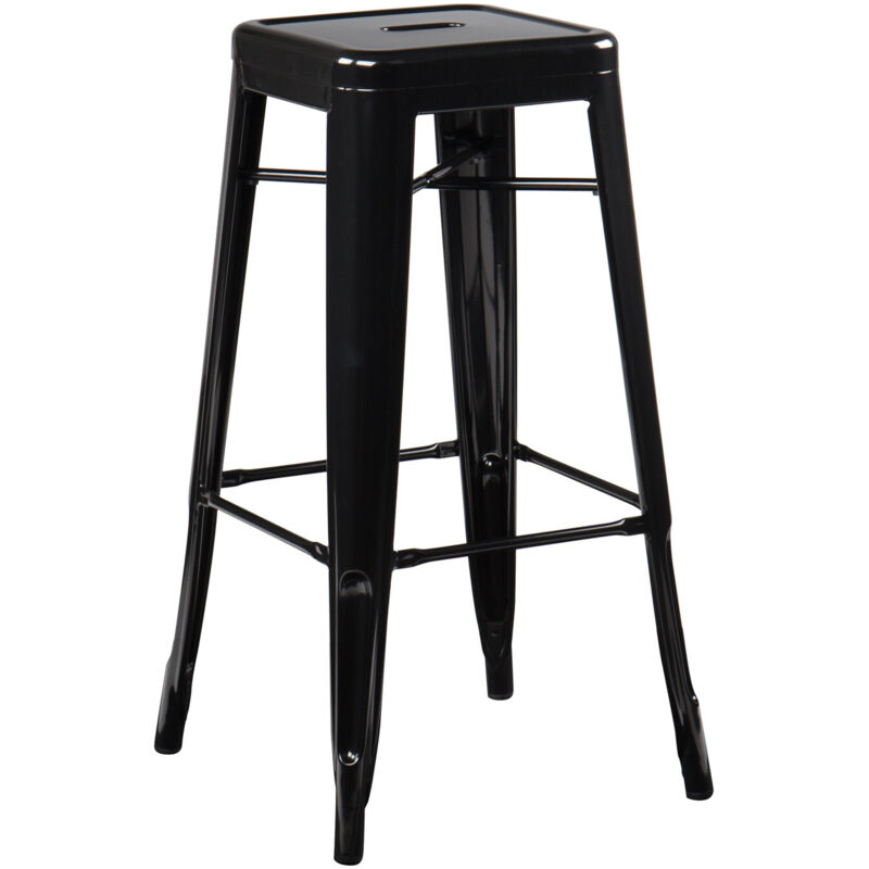 Sklum - Tabouret Haut en Acier lix Noir ↑75 cm