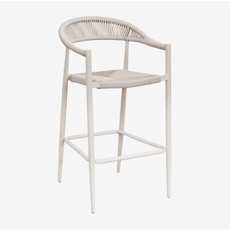 Sklum - Tabouret haut en aluminium et corde tressée Amatria Tapioca Beige