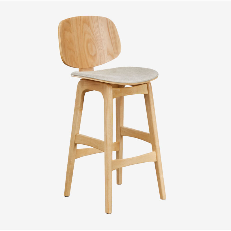 Tabouret haut en bois et tissu Canada SKLUM ↑65 cm