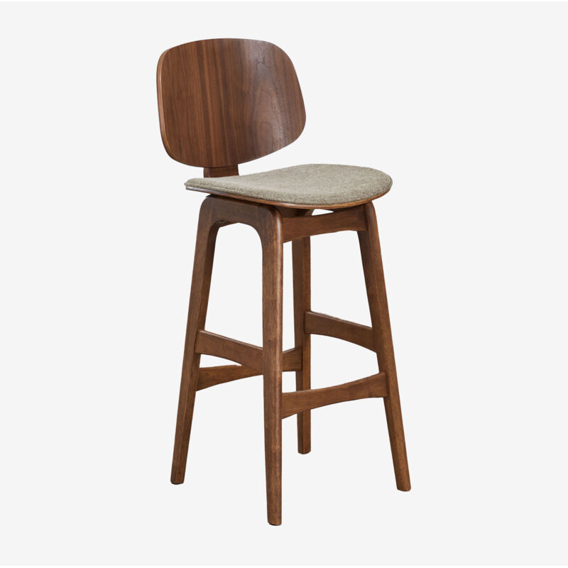 Sklum - Tabouret haut en bois et tissu Canada ↑75 cm