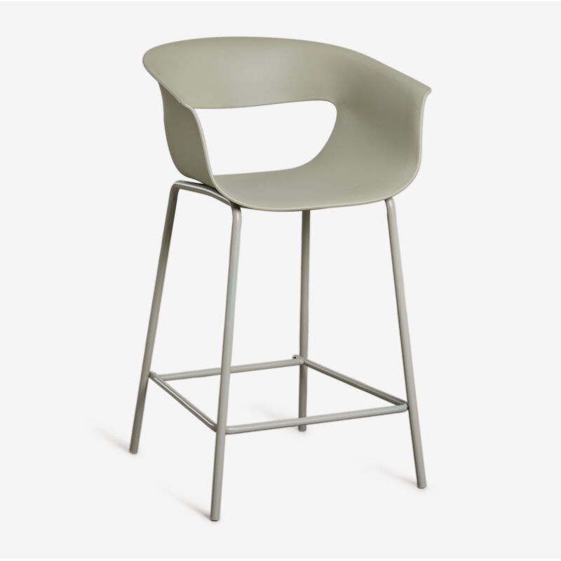 Sklum - Tabouret haut en polypropylène et fer Alanys Vert Sauge ↑65 cm