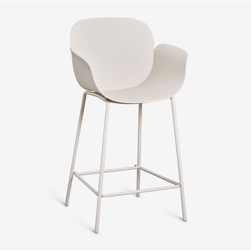 Tabouret haut en polypropylène et fer Lynette SKLUM Blanc de Pierre ↑65 cm
