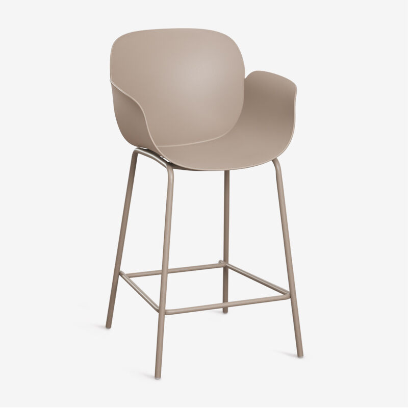 Tabouret haut en polypropylène et acier Lynette SKLUM Moka Brown ↑65 cm