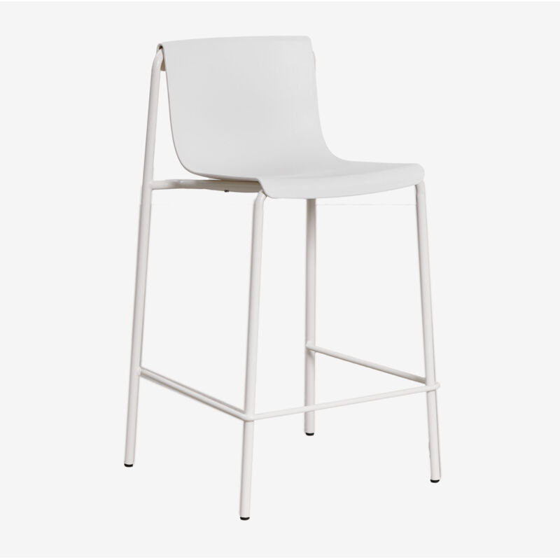 Sklum - Tabouret haut en polypropylène Ismène Blanc Gardenia ↑65 cm