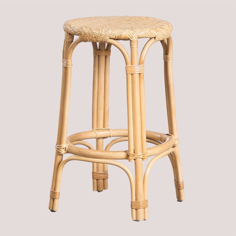 Sklum - Tabouret haut en rotin Jachel 65 cm naturel