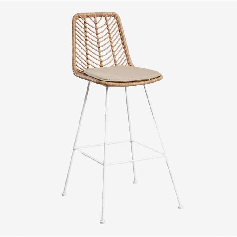Tabouret haut en rotin synthétique Gouda Natural SKLUM NATUREL ↑75 cm Blanc