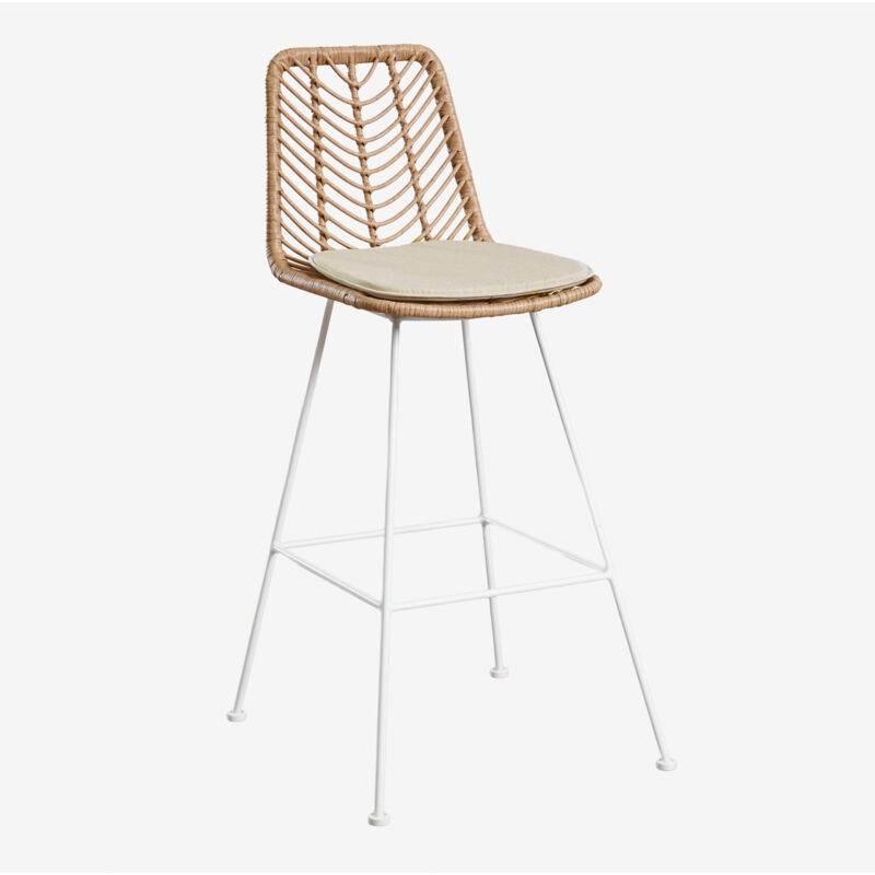 Tabouret haut en rotin synthétique Gouda Natural SKLUM NATUREL ↑75 cm Blanc