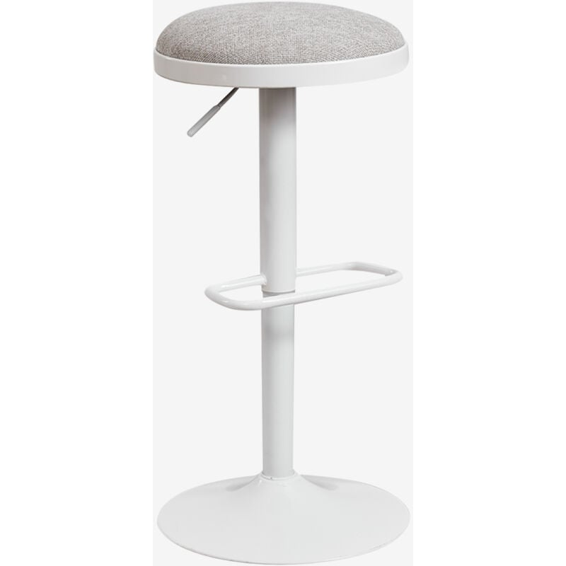 Tabouret haut réglable en métal et tissu Igarasi Sklum Blanc - Gris Clair