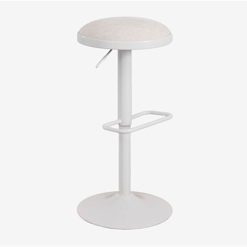 Sklum - Tabouret haut réglable en métal et tissu Igarasi Blanc - Tapioca Beige
