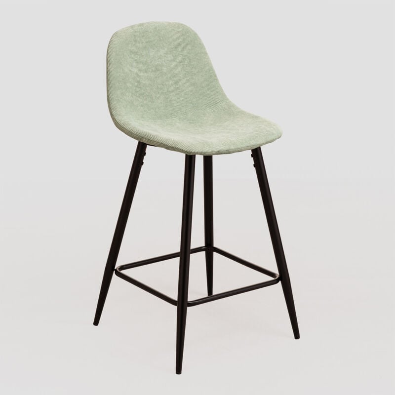 

Sklum - Taburete Alto en Pana Glamm ↑65 cm Negro Verde Menta