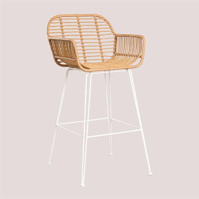 

Taburete Alto en Ratán Sintético Eska Blanco ↑75 cm - Sklum