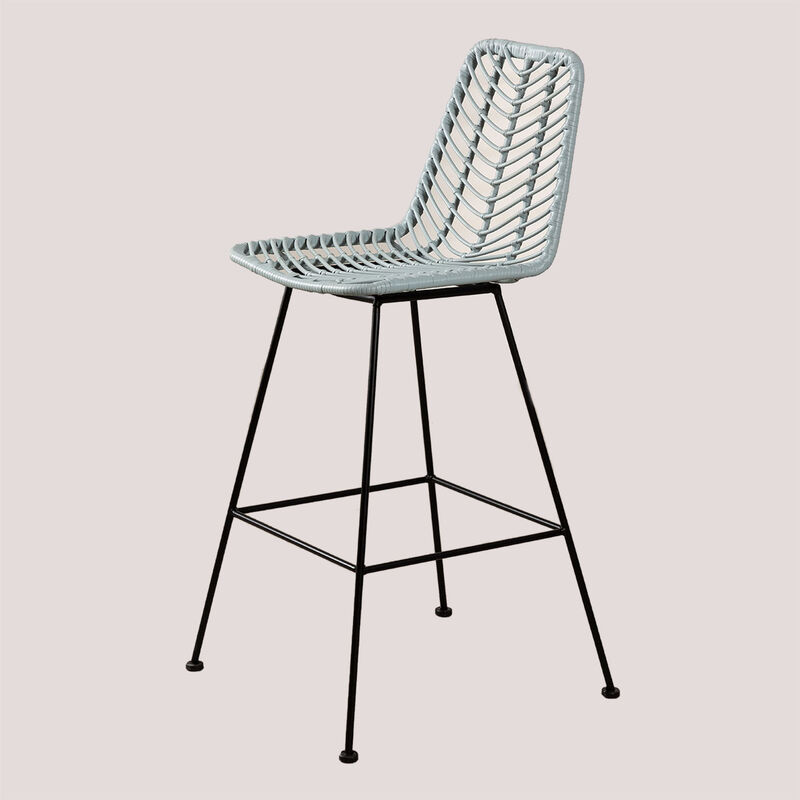 

Taburete Alto en Ratán Sintético Gouda Colors SKLUM - Azul Bruma ↑75 cm Negro