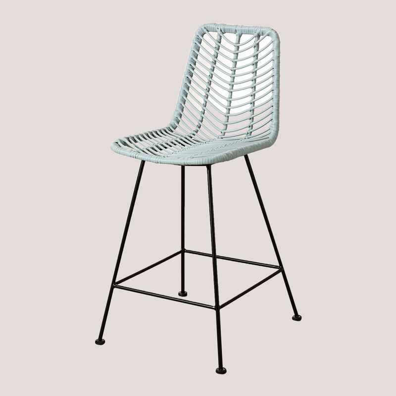 

Taburete Alto en Ratán Sintético Gouda Colors SKLUM - Azul Bruma ↑65 cm Negro