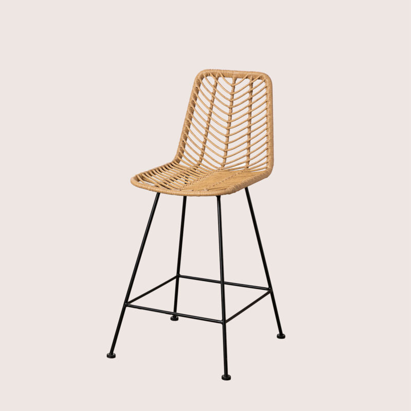 

Taburete Alto en Ratán Sintético Gouda Natural Natural ↑65 cm Negro - Sklum
