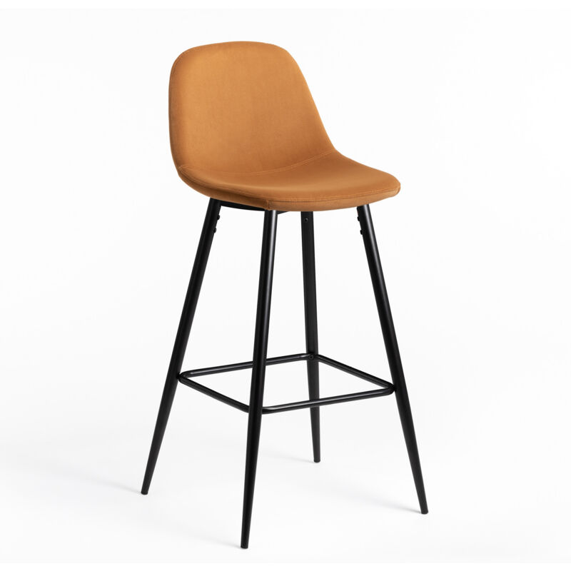 

Taburete Alto en Terciopelo Glamm ↑75 cm Negro Miel - Sklum