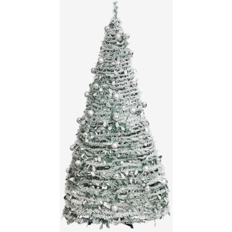 SKLUM Taimy Albero di Natale pieghevole con luci a LED Grigio Argento ↑210 cm